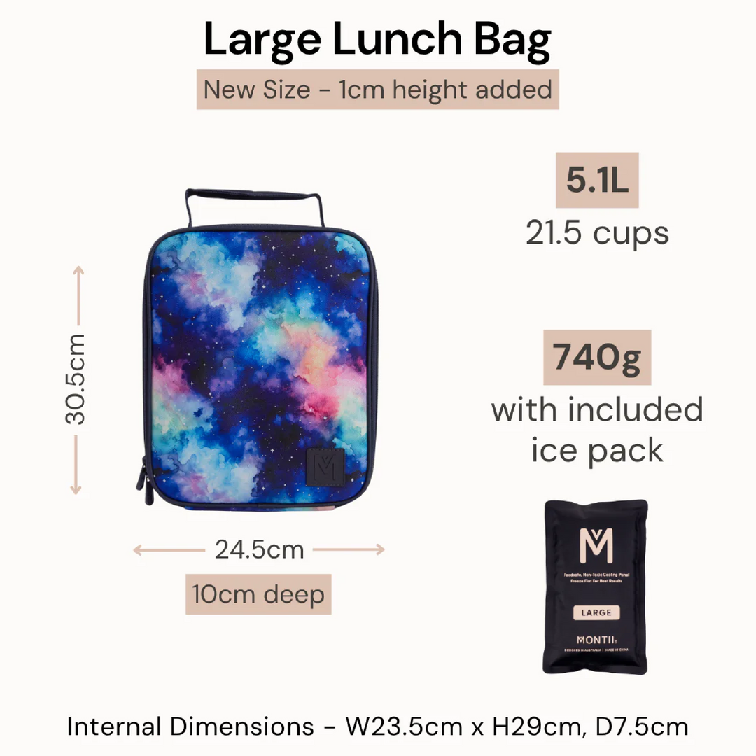MontiiCo Large Insulated Lunch Bag & Ice Pack - Berry Patch
