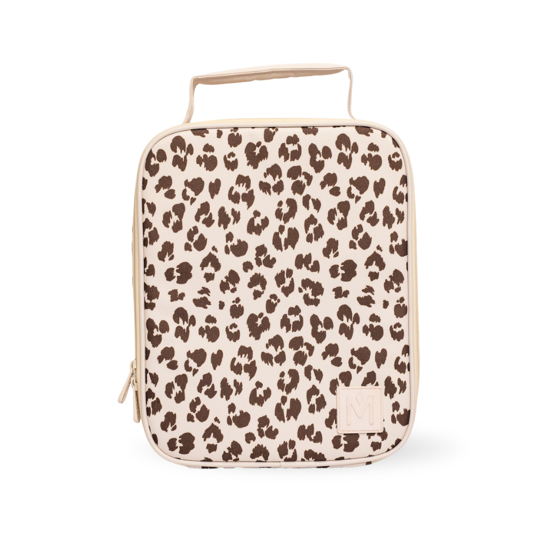 MontiiCo Large Insulated Lunch Bag & Ice Pack - Cream Leopard