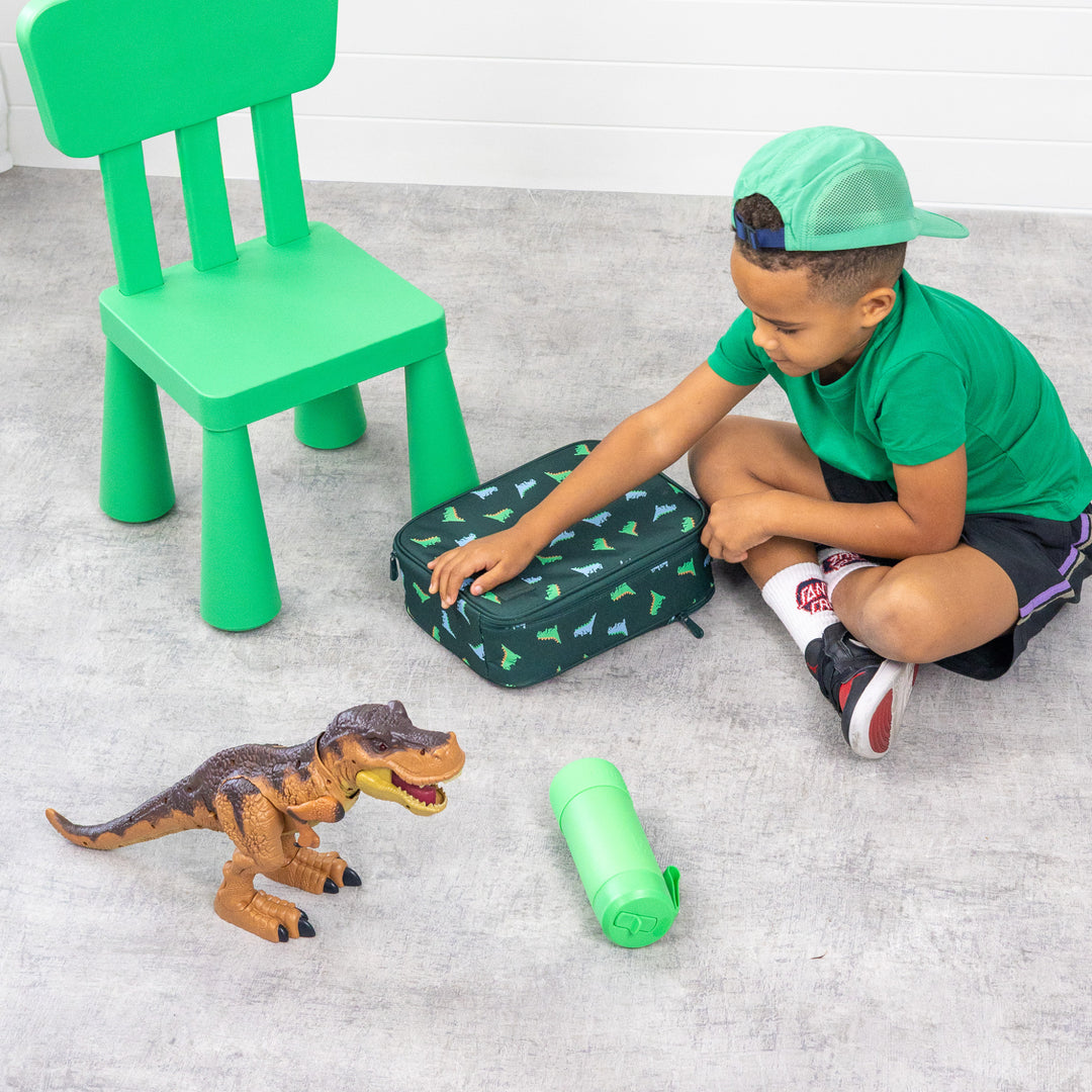 MontiiCo Large Insulated Lunch Bag & Ice Pack - Dinosaur