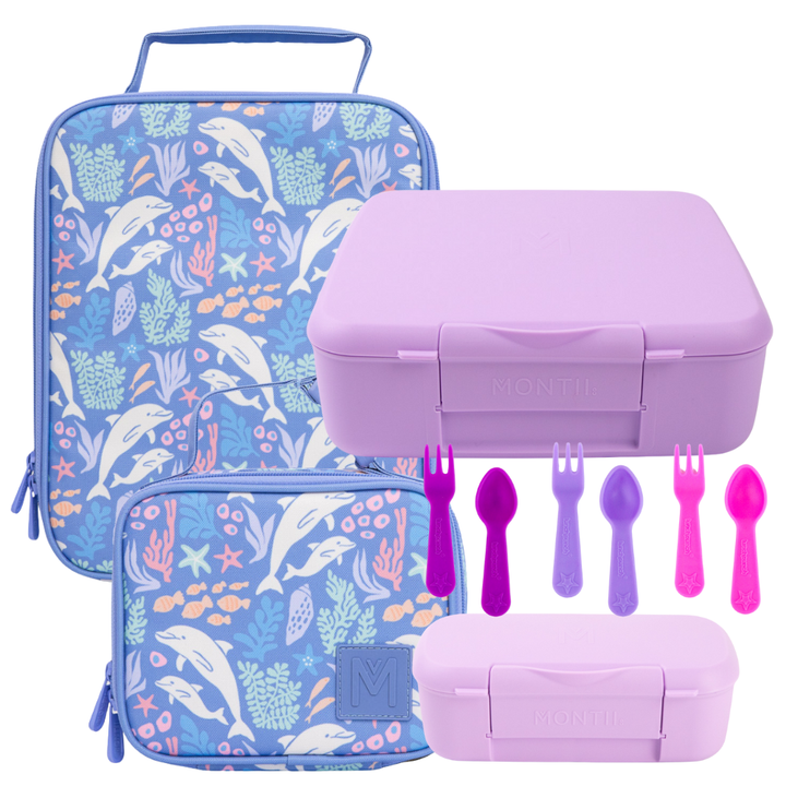 PRE-ORDER - MontiiCo Lunch + Snack Bundle - Dolphin Dreams - FREE SHIPPING