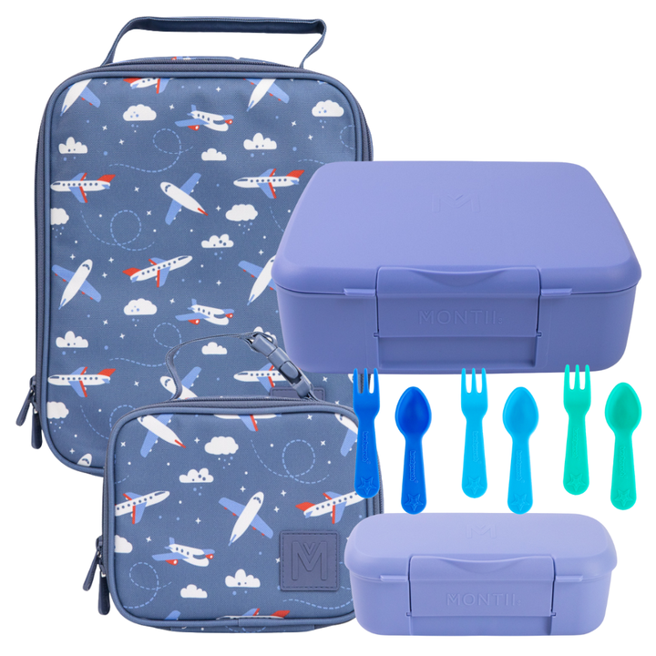 PRE-ORDER - MontiiCo Lunch + Snack Bundle - Jetset - FREE SHIPPING