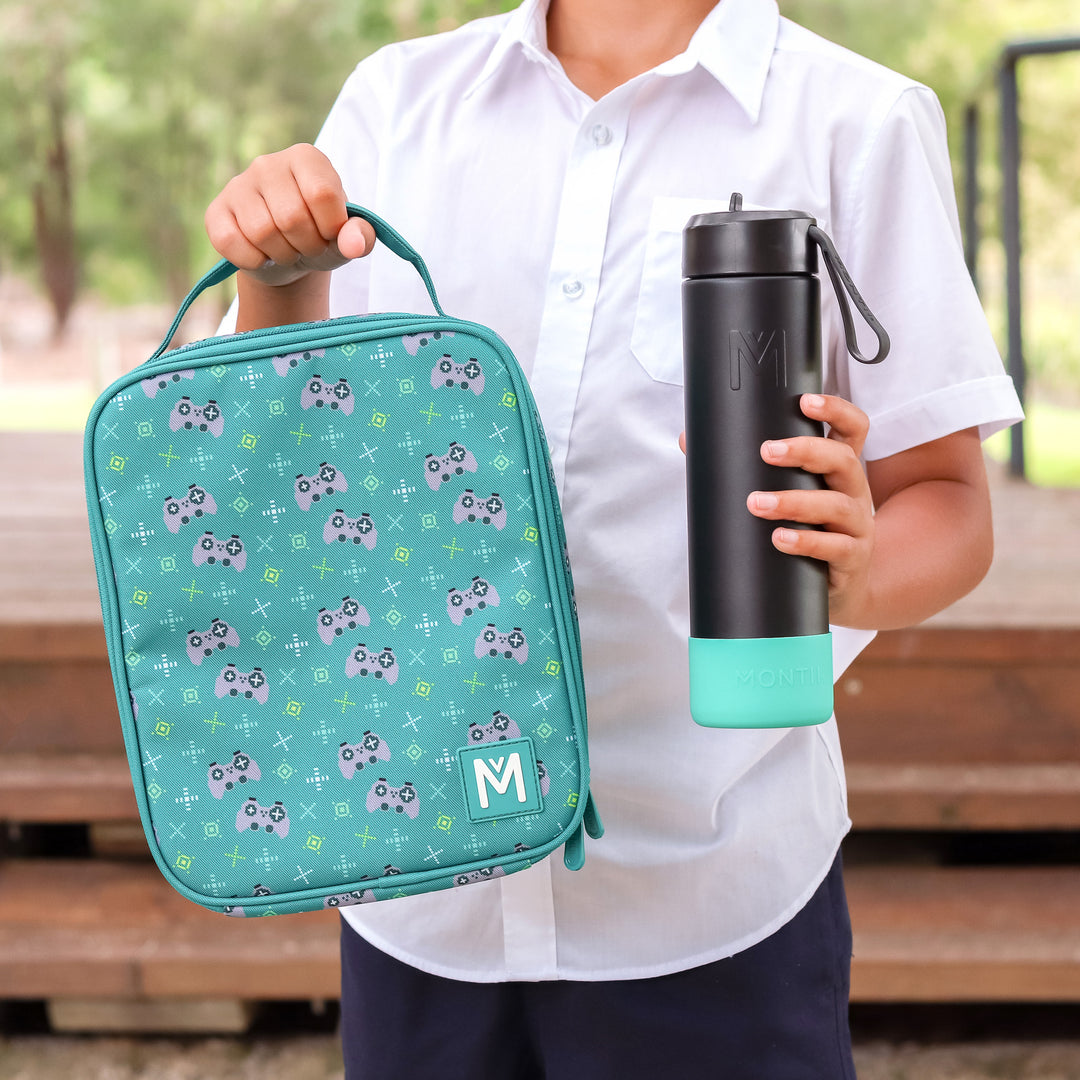 MontiiCo Large Lunch Bag & Sipper Bottle Bundle - Arcade