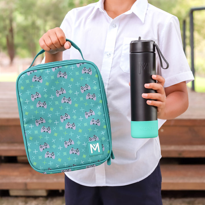 MontiiCo Large Lunch Bag & Sipper Bottle Bundle - Arcade