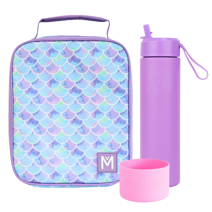 MontiiCo Large Lunch Bag & Sipper Bottle Bundle - Sea Shine