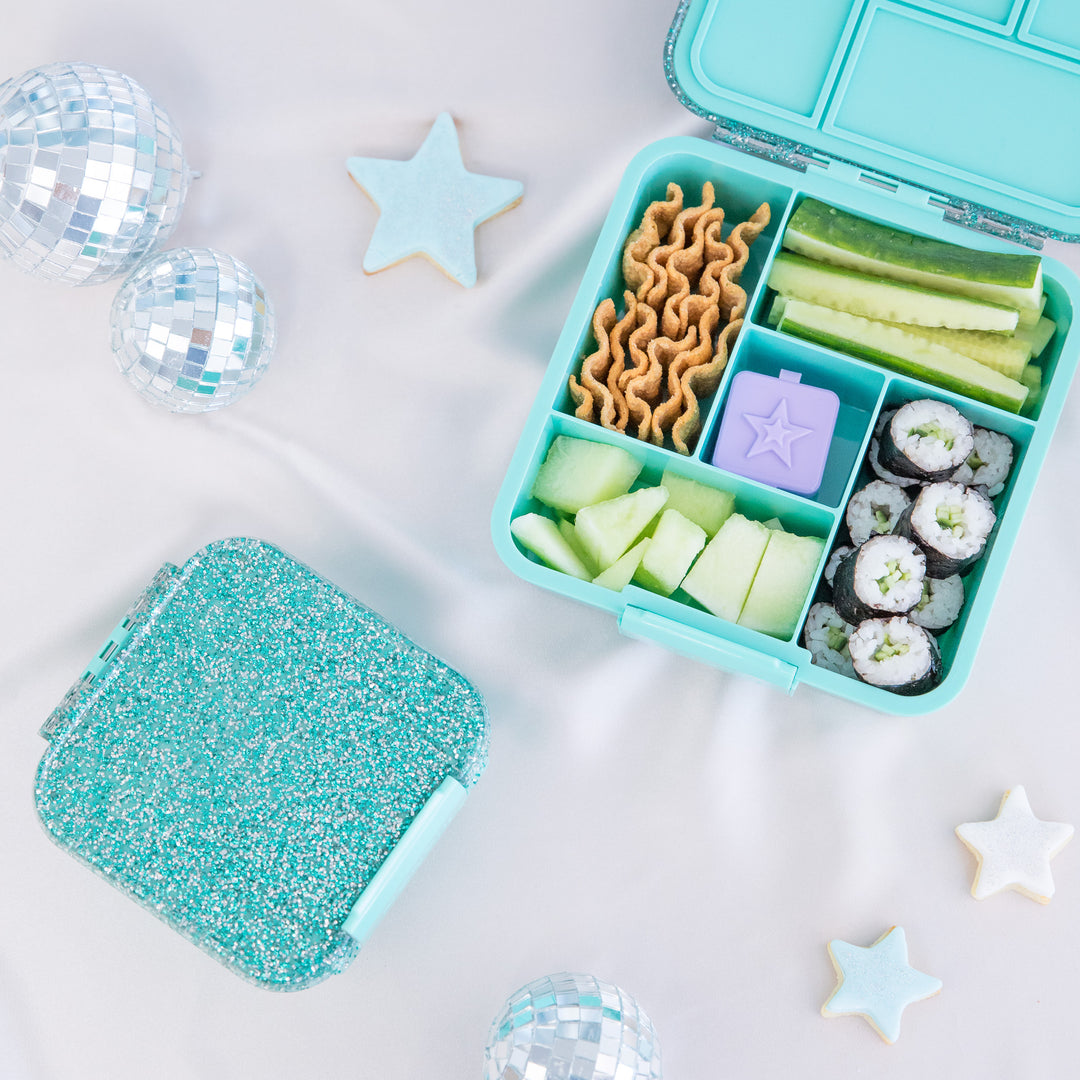 MontiiCo Bento Five Lunch Box - Turquoise GLITTER