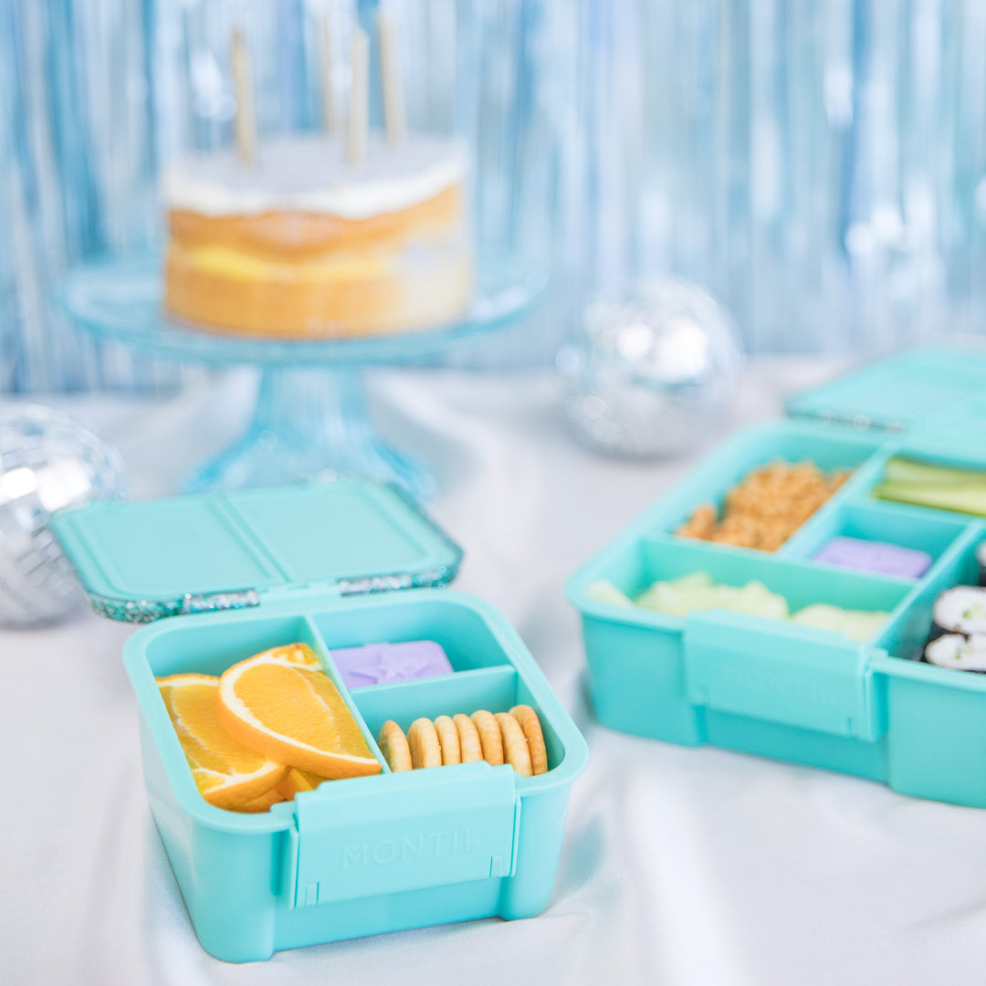 MontiiCo Two Snack Box - Turquoise GLITTER