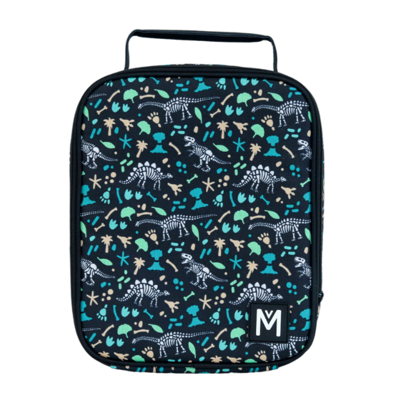 MontiiCo Large Insulated Lunch Bag - Dinosaur Land BLACK