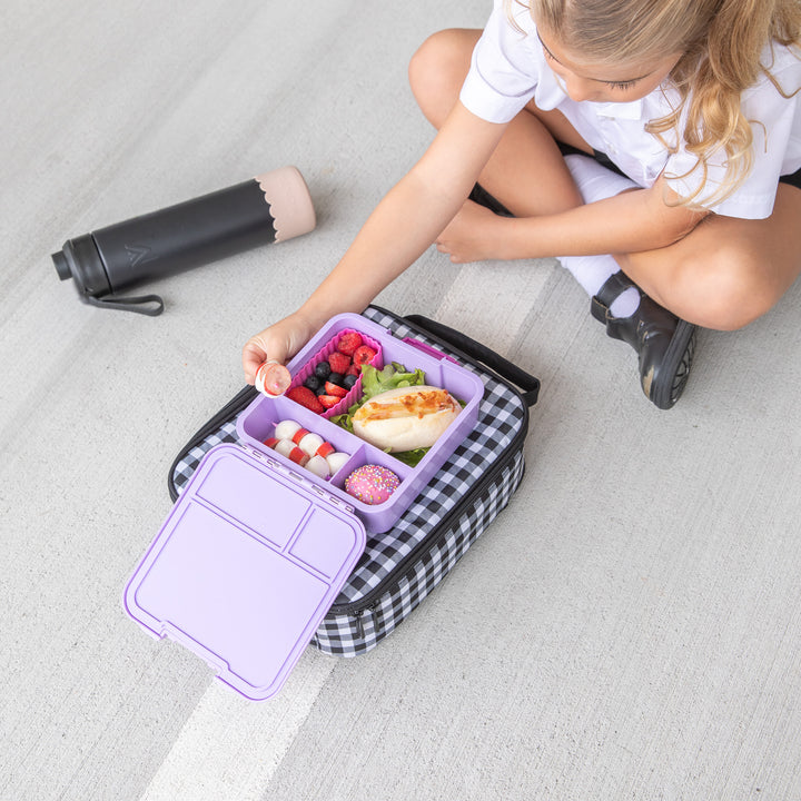 Pre-Order - MontiiCo Large Insulated Lunch Bag - Black Gingham