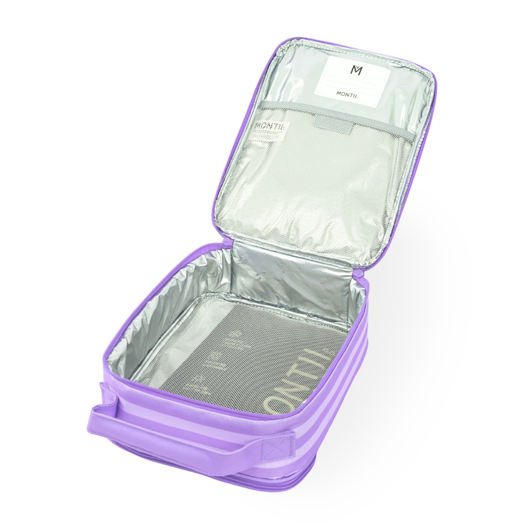 PRE-ORDER - MontiiCo Large Insulated Lunch Bag & Ice Pack - Lilac Stripes