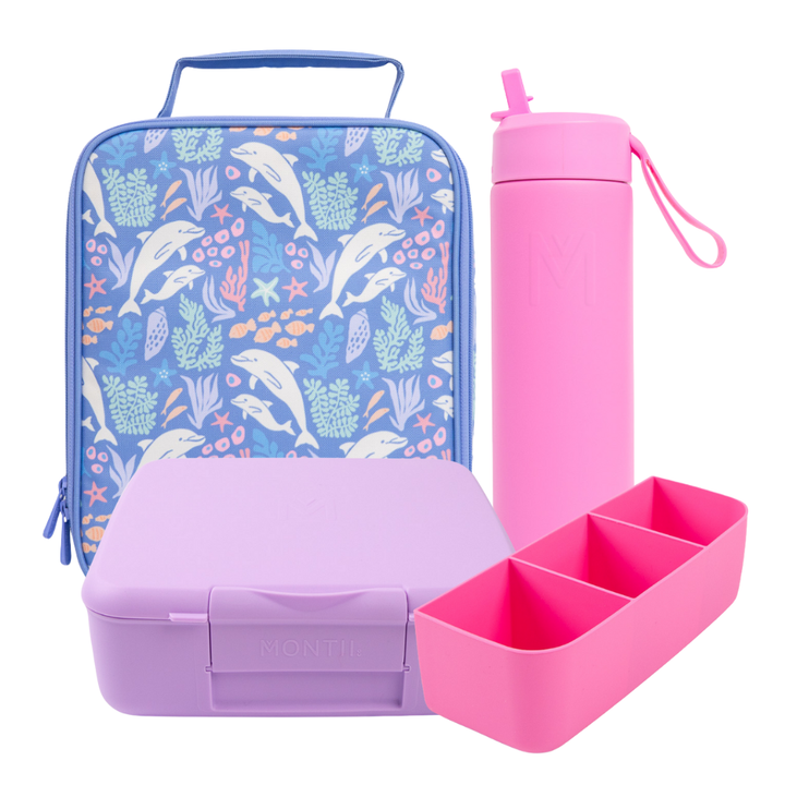 PRE-ORDER - MontiiCo Large Lunch Bundle - Dolphin Dreams - FREE SHIPPING