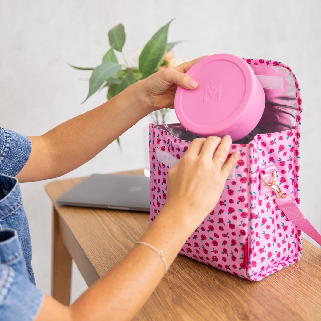 MontiiCo Insulated Lunch Carrier - Rose Garden