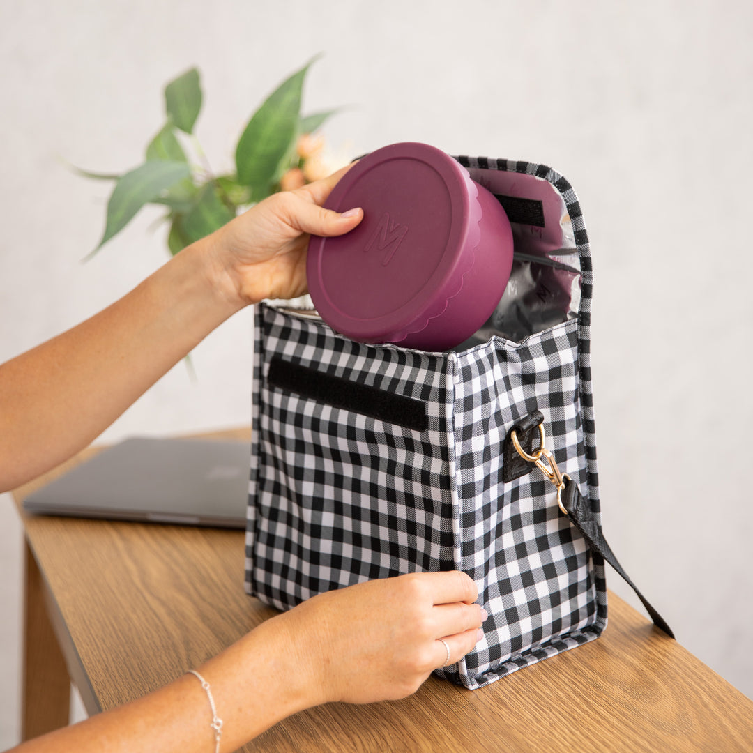 MontiiCo Insulated Lunch Carrier - Black Gingham