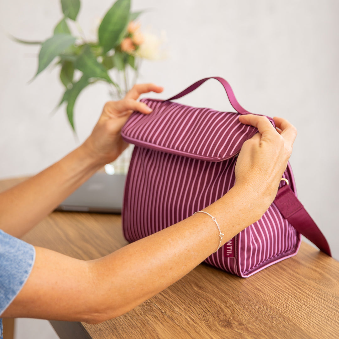 MontiiCo Insulated Lunch Carrier - Ruby Stripe