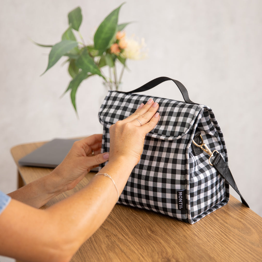 MontiiCo Insulated Lunch Carrier - Black Gingham