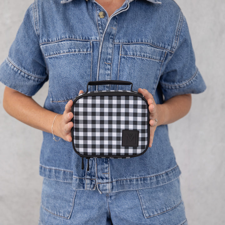 MontiiCo Mini Insulated Lunch Bag - Black Gingham