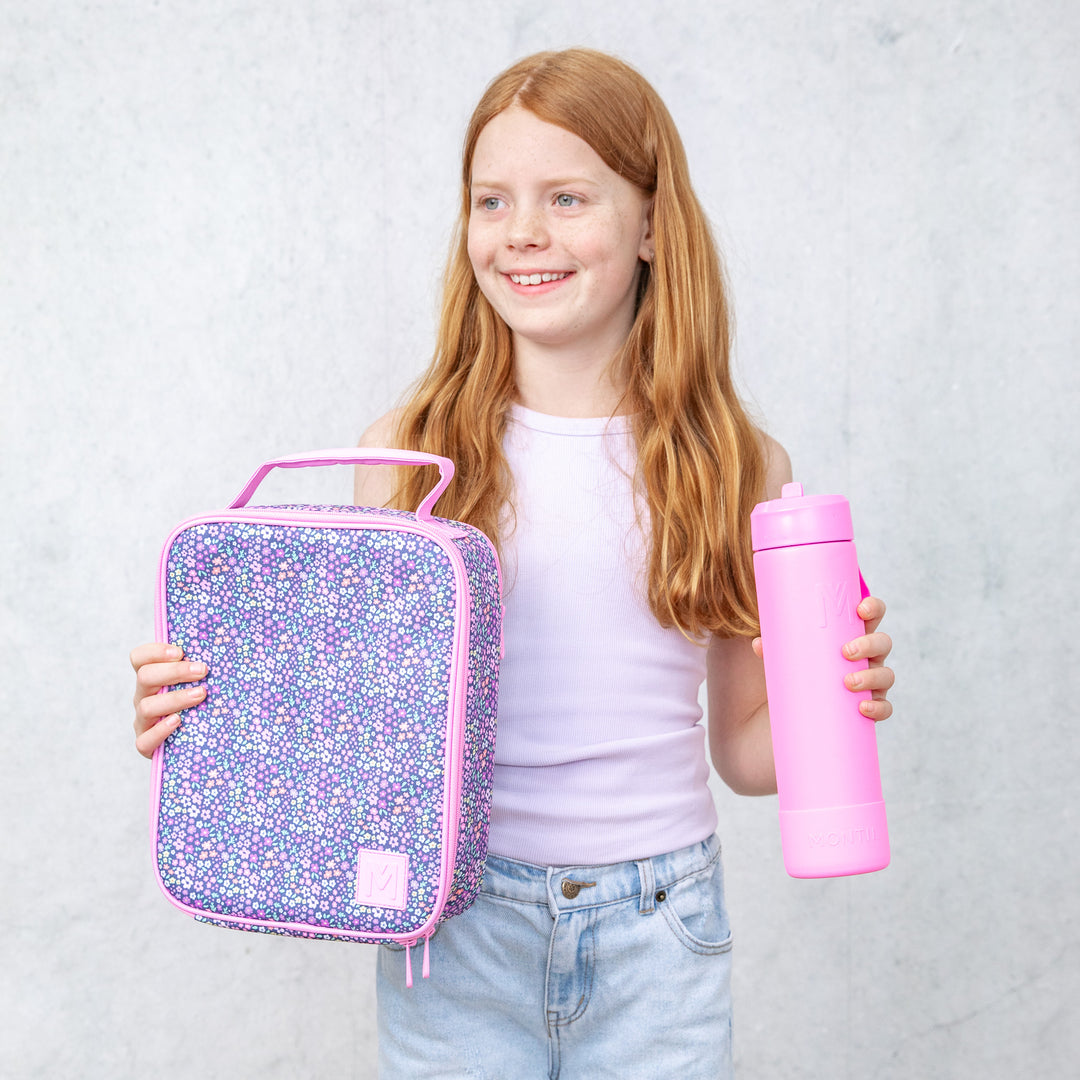 MontiiCo Large Lunch Bag & Sipper Bottle Bundle - Meadow