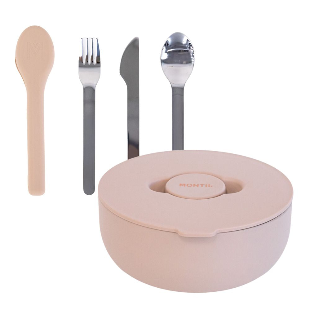 MontiiCo To-Go Lunch Bowl & Cutlery Bundle - Sand