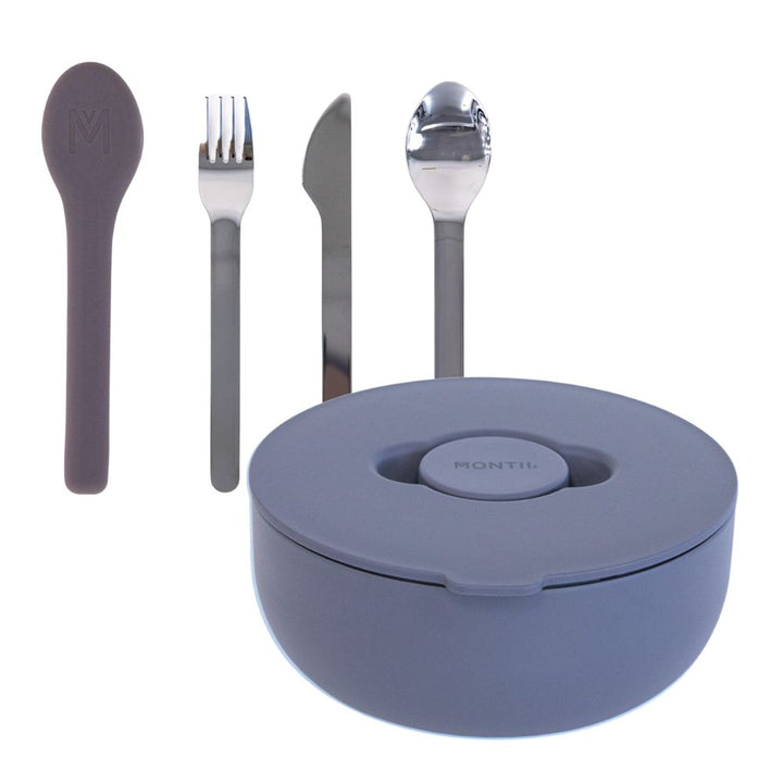 MontiiCo To-Go Lunch Bowl & Cutlery Bundle - Ash