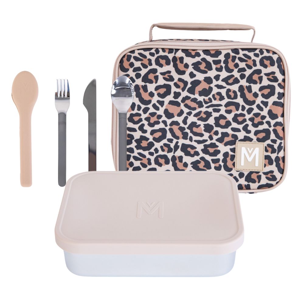 PRE-ORDER - MontiiCo Multiway Lunch Box + Lunch Bag & Cutlery Bundle - Sand