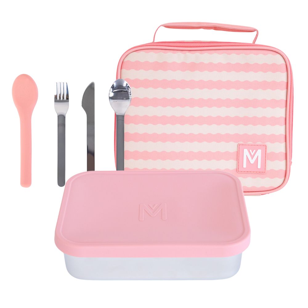 PRE-ORDER - MontiiCo Multiway Lunch Box + Lunch Bag & Cutlery Bundle - Camellia