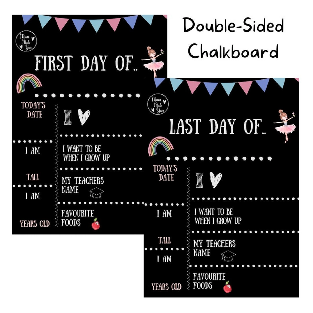 Mum Made Yum "First Day Of"/"Last Day Of" Double-Sided Chalkboard - Pink