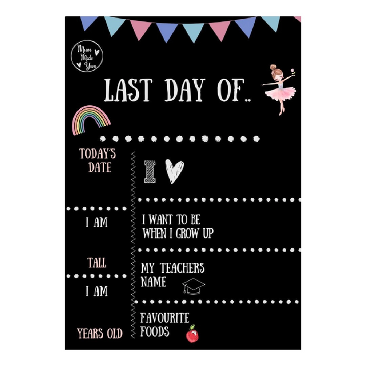 Mum Made Yum "First Day Of"/"Last Day Of" Double-Sided Chalkboard - Pink