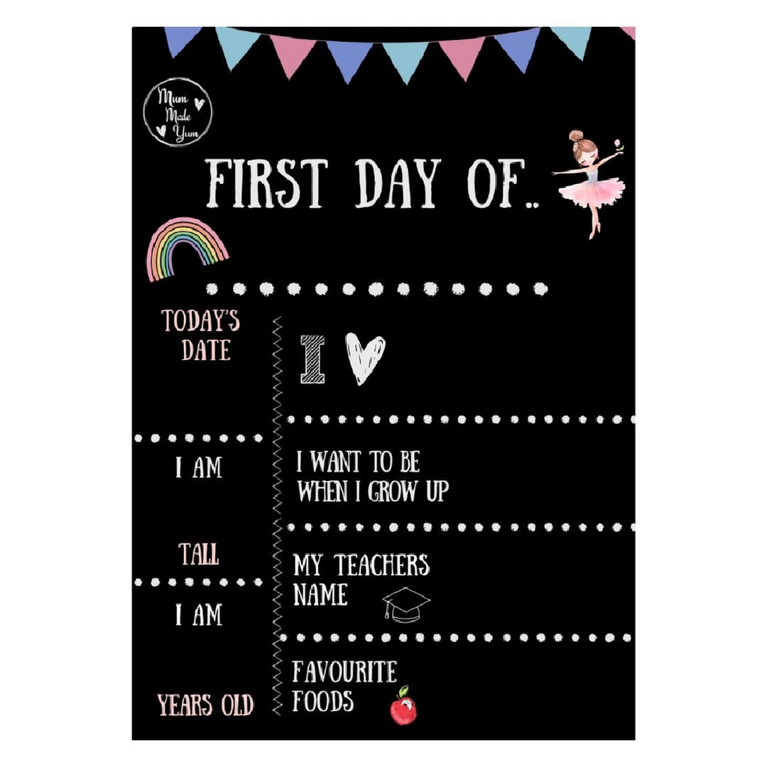 Mum Made Yum "First Day Of"/"Last Day Of" Double-Sided Chalkboard - Pink