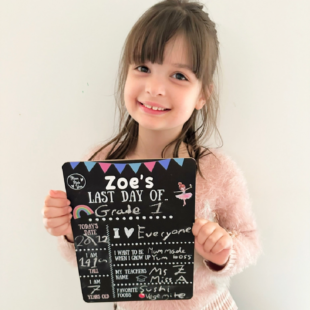 Mum Made Yum "First Day Of"/"Last Day Of" Double-Sided Chalkboard - Pink