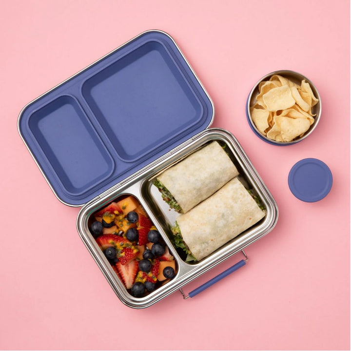 Nudie Rudie Lunch Box Stainless Steel TWIN Bento Box & Pots - Indigo
