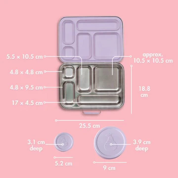 Nudie Rudie Lunch Box Stainless Steel Bento Box & Pots - Soft Lilac