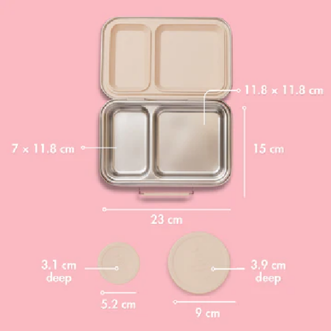 Nudie Rudie Lunch Box Stainless Steel TWIN Bento Box & Pots - Oatmeal