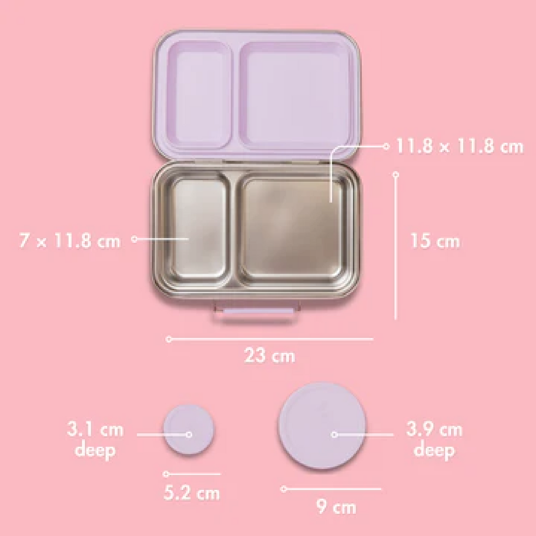 Nudie Rudie Lunch Box Stainless Steel TWIN Bento Box & Pots - Soft Lilac