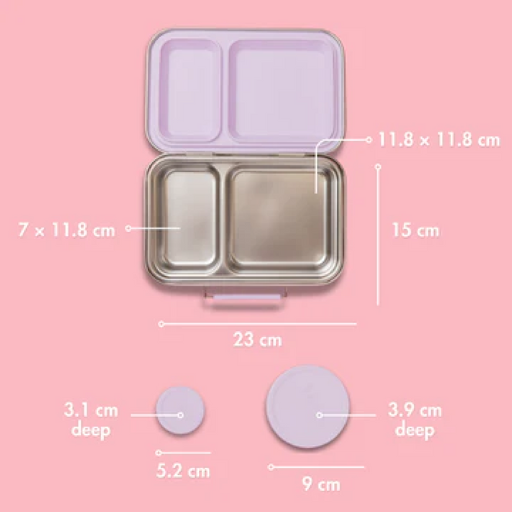 Nudie Rudie Lunch Box Stainless Steel TWIN Bento Box & Pots - Soft Lilac