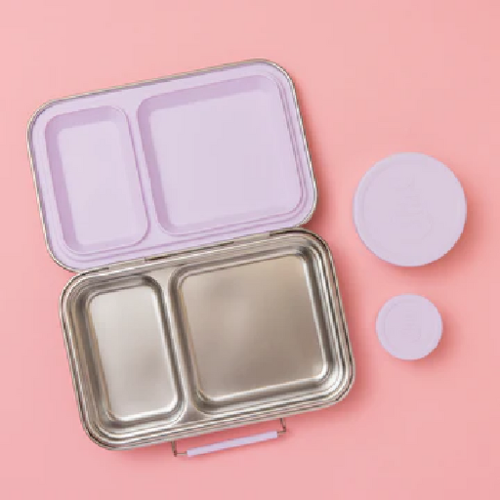 Nudie Rudie Lunch Box Stainless Steel TWIN Bento Box & Pots - Soft Lilac