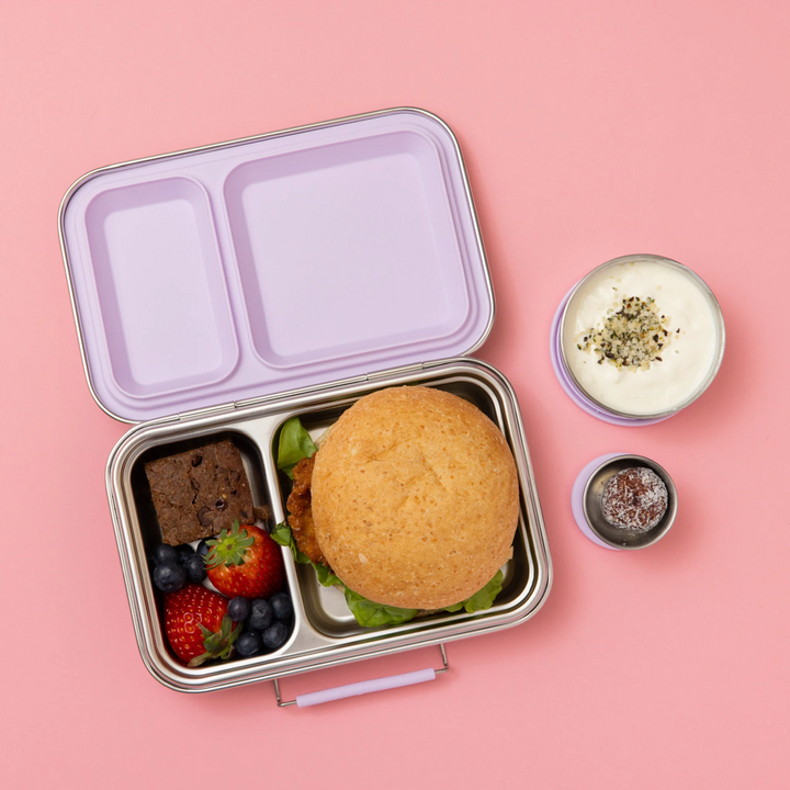 Nudie Rudie Lunch Box Stainless Steel TWIN Bento Box & Pots - Soft Lilac
