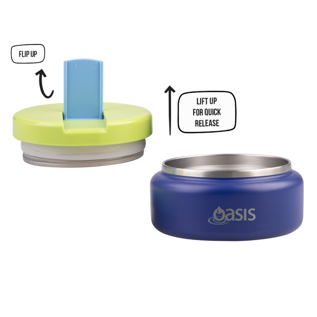 Oasis Insulated Food Flask - Quick Release Lid - 230ml - Navy/Green