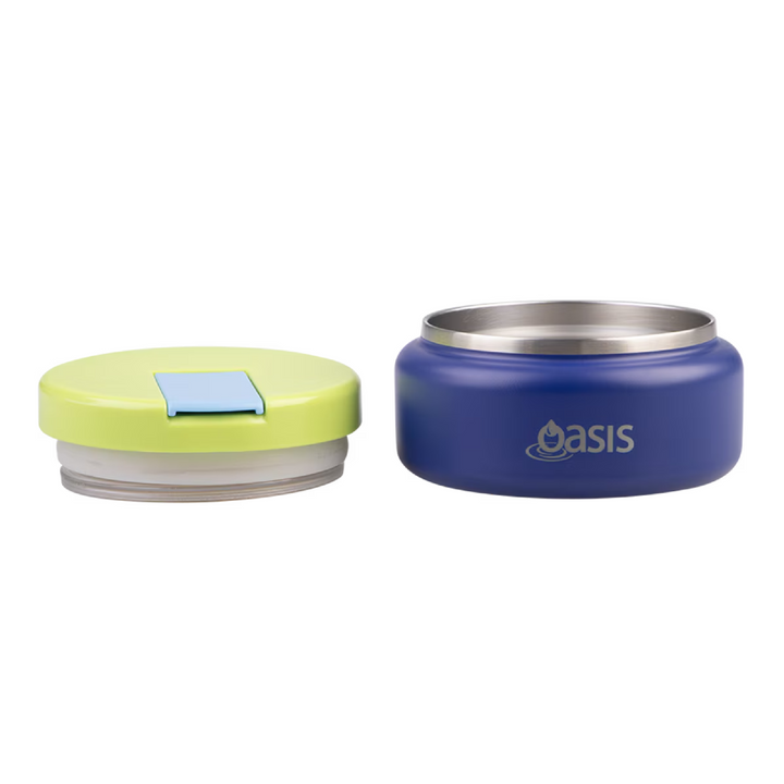 Oasis Insulated Food Flask - Quick Release Lid - 230ml - Navy/Green