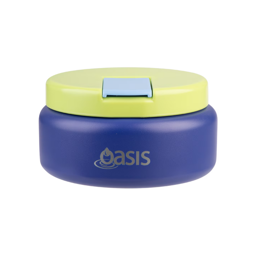 Oasis Insulated Food Flask - Quick Release Lid - 230ml - Navy/Green