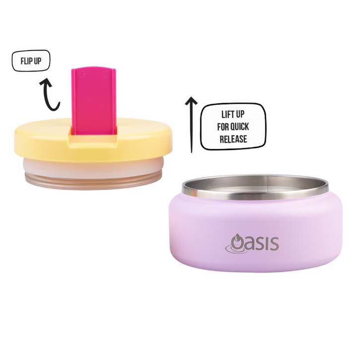 Oasis Insulated Food Flask - Quick Release Lid - 230ml - Pink/Yellow