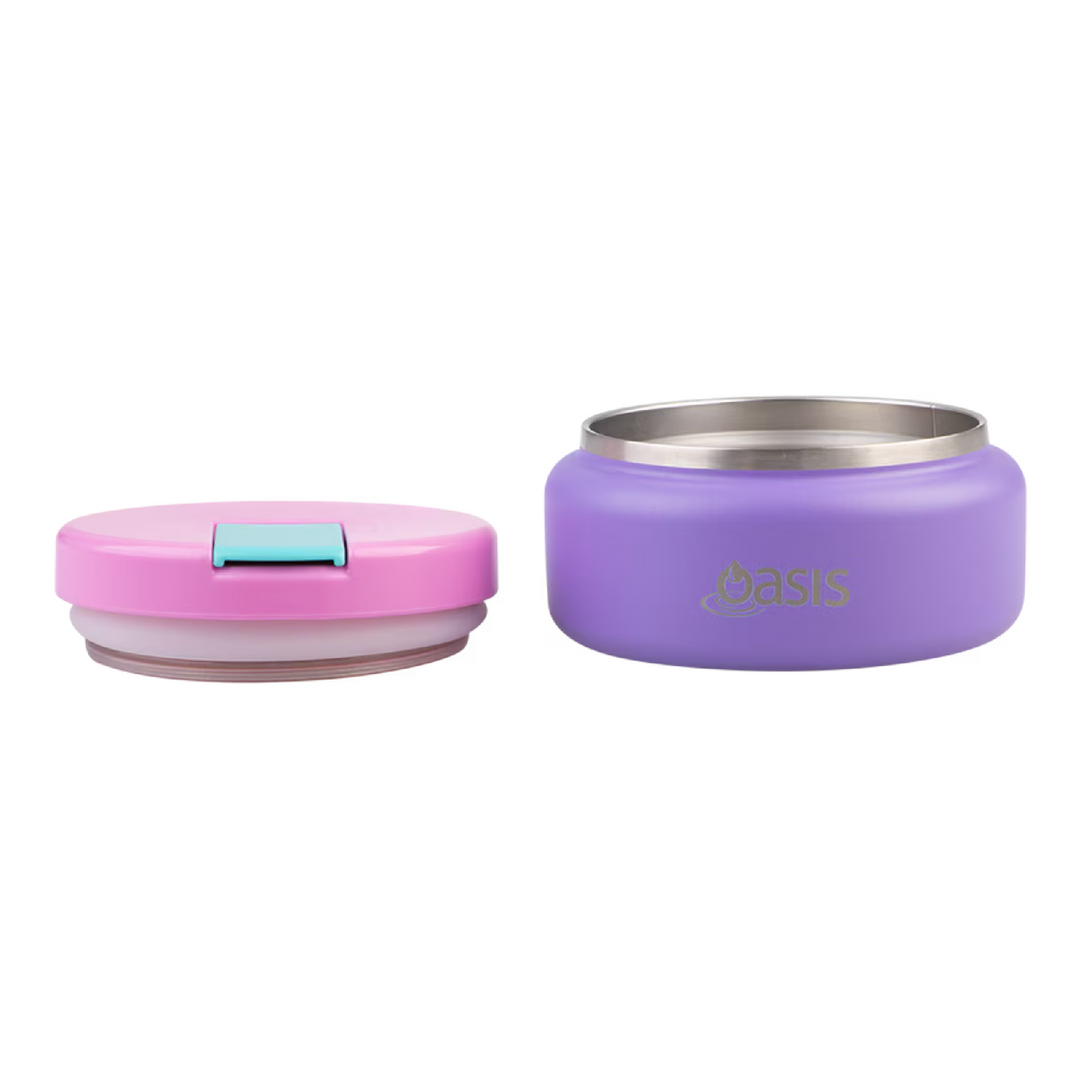 Oasis Insulated Food Flask - Quick Release Lid - 230ml - Purple/Pink
