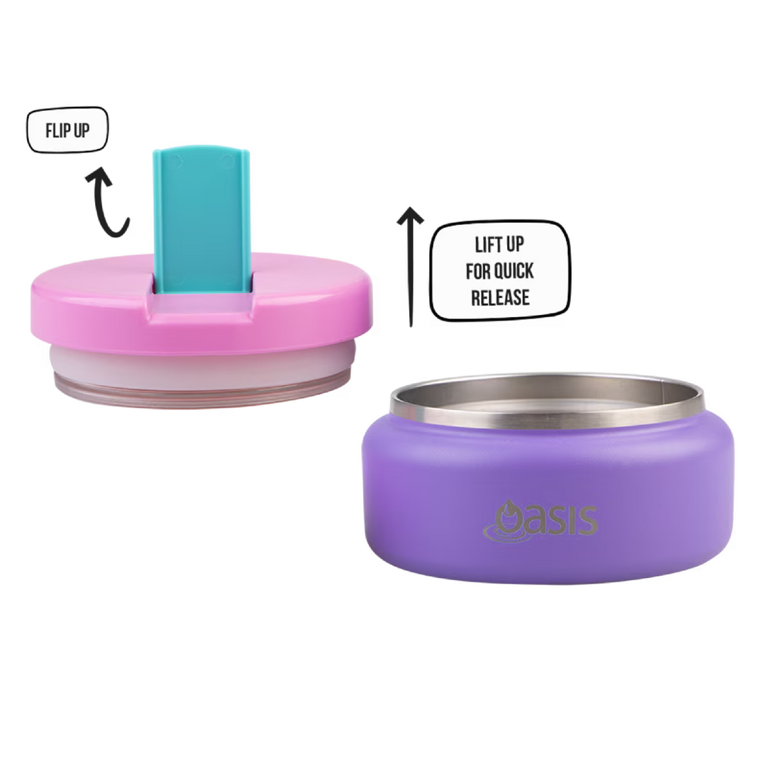 Oasis Insulated Food Flask - Quick Release Lid - 230ml - Purple/Pink