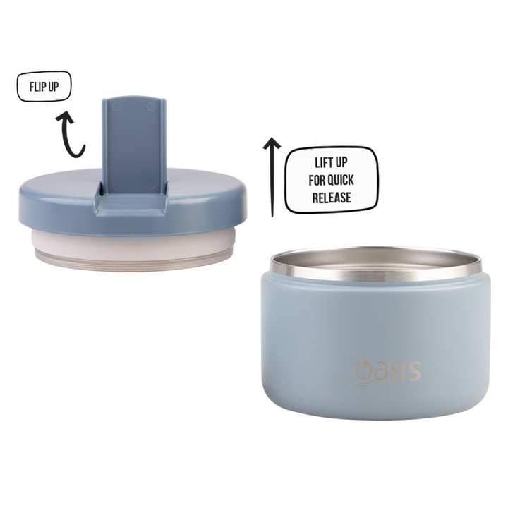 Oasis Insulated Food Jar - Quick Release Lid - 300ml - Hazy Blue