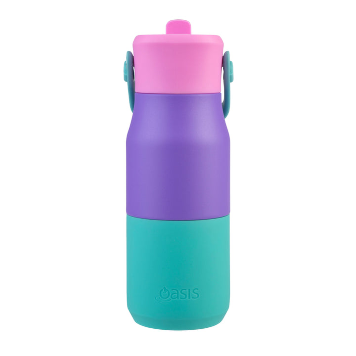 Oasis Insulated JNR Drink Bottle - Mint/Purple