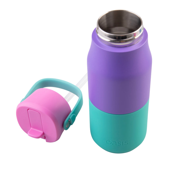 Oasis Insulated JNR Drink Bottle - Mint/Purple