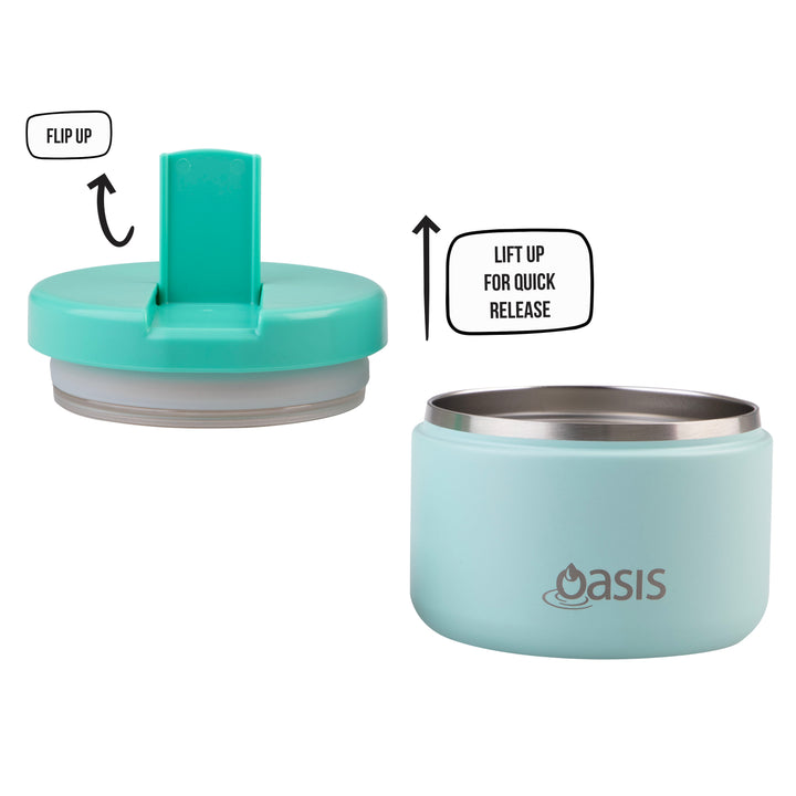 Oasis Insulated Food Jar - Quick Release Lid - 300ml - Mint/Mint