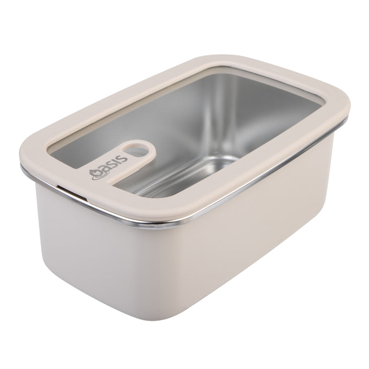 Oasis Microwave Safe Stainless Steel Rectangular Container - Oat - 1.1L