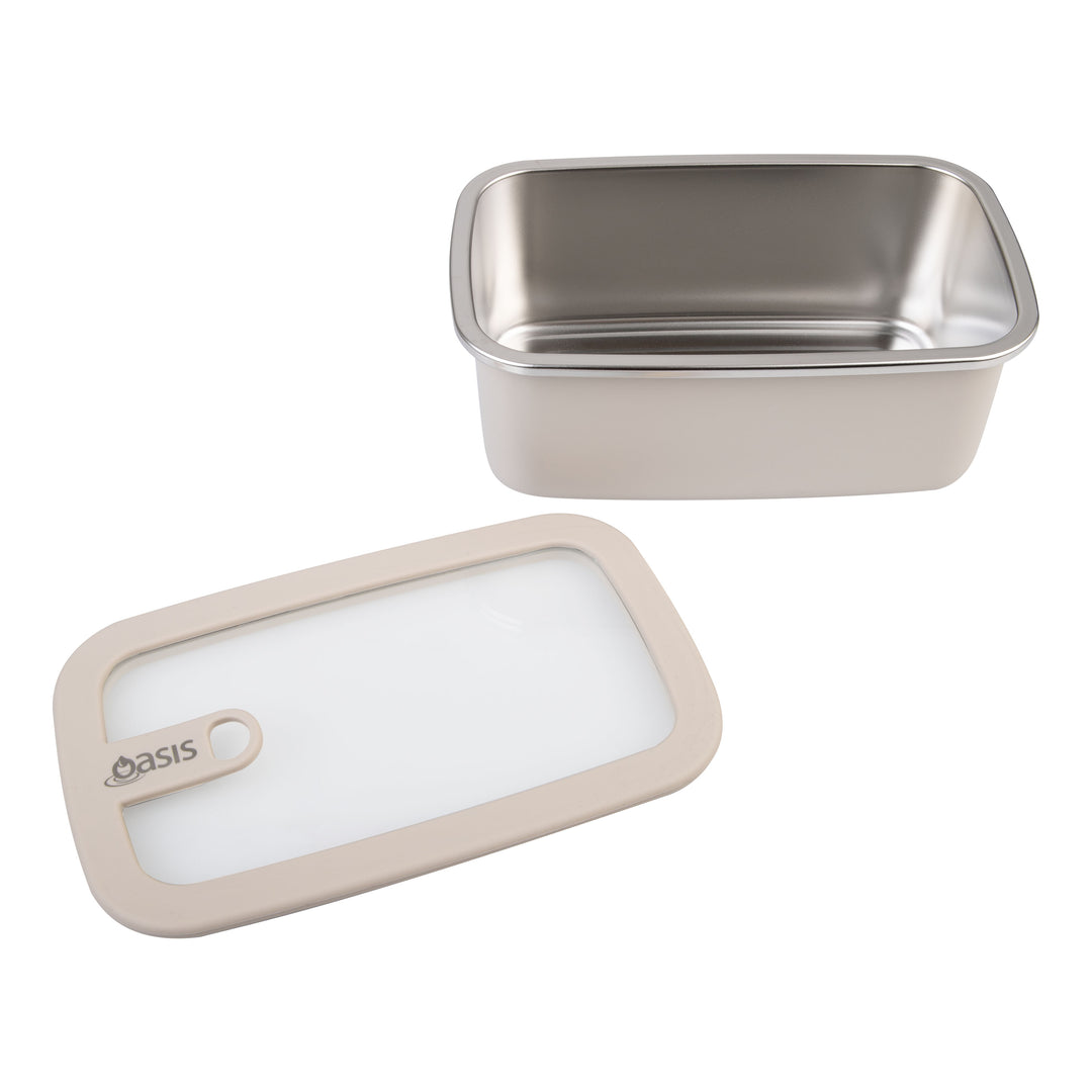 Oasis Microwave Safe Stainless Steel Rectangular Container - Oat - 1.1L