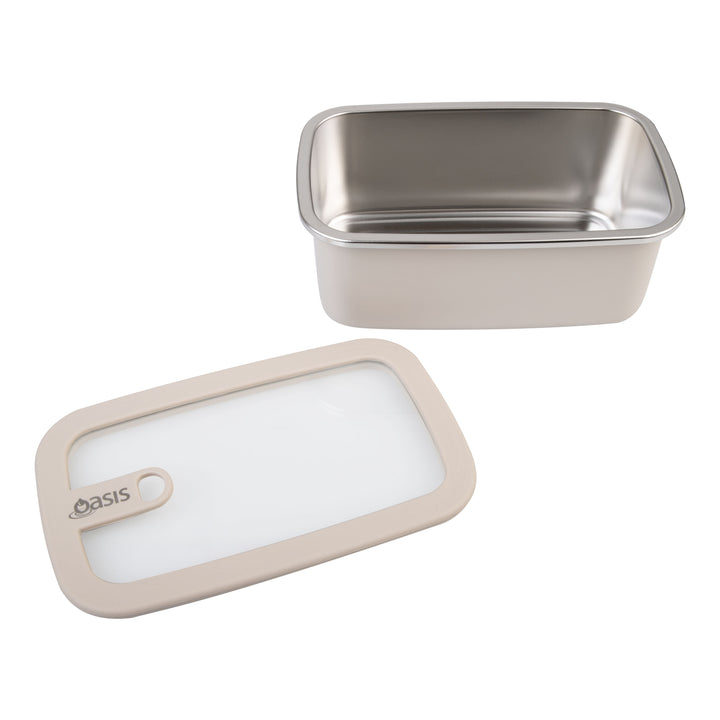 Oasis Microwave Safe Stainless Steel Rectangular Container - Oat - 1.1L