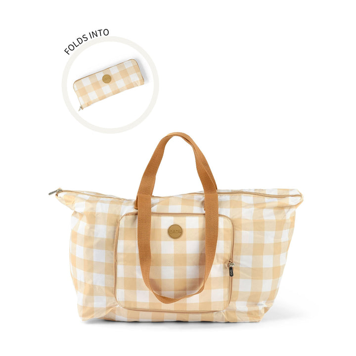 OiOi Fold-Up Tote - Beige Gingham