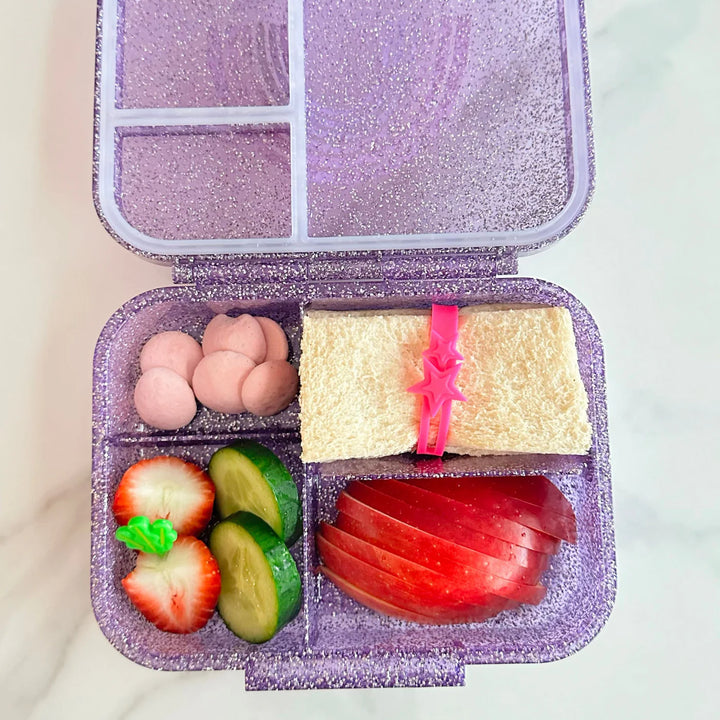 Mum Made Yum MINI Snack Bento Lunch Box - Sparkle Purple Rainbow